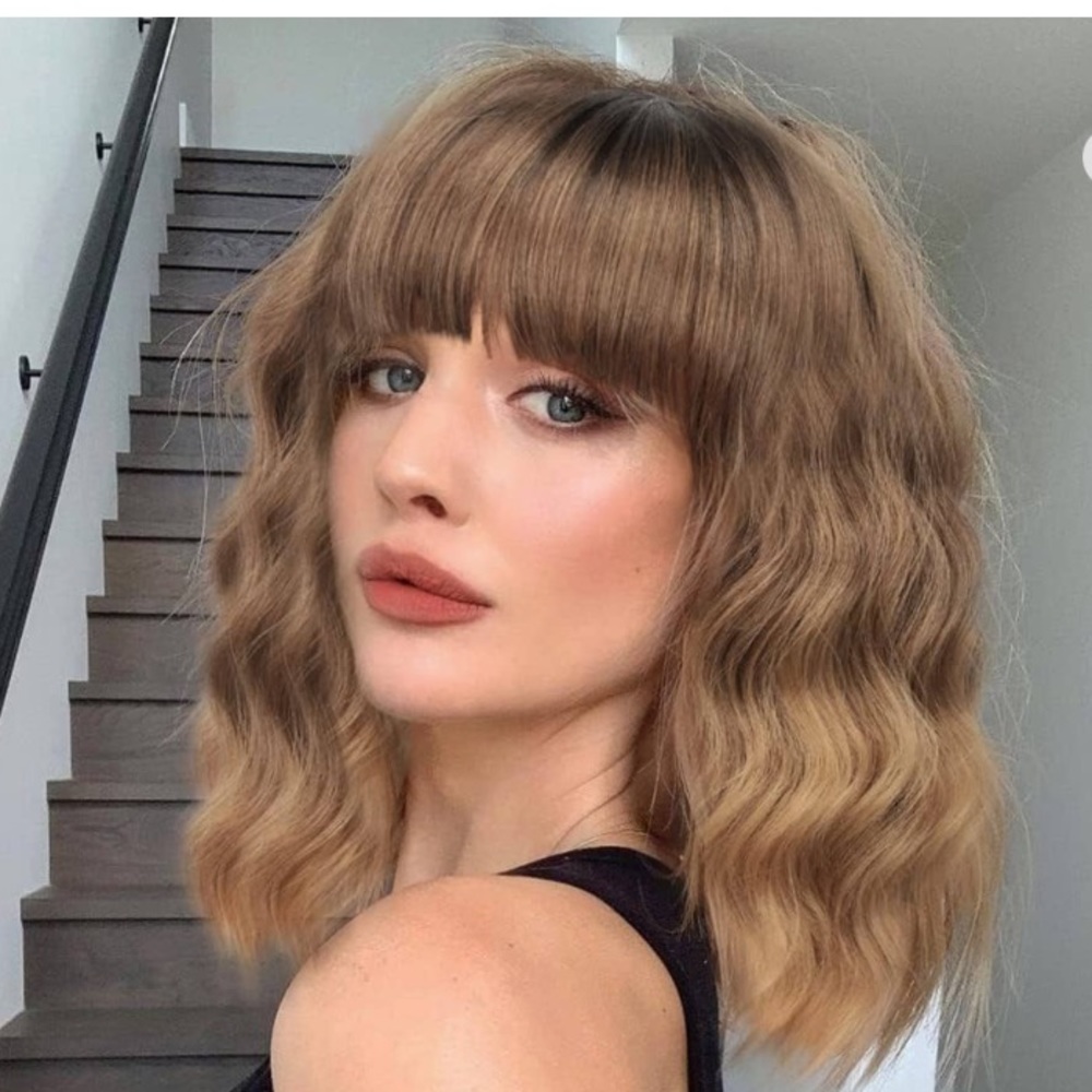 Brown ombré wig with bangs